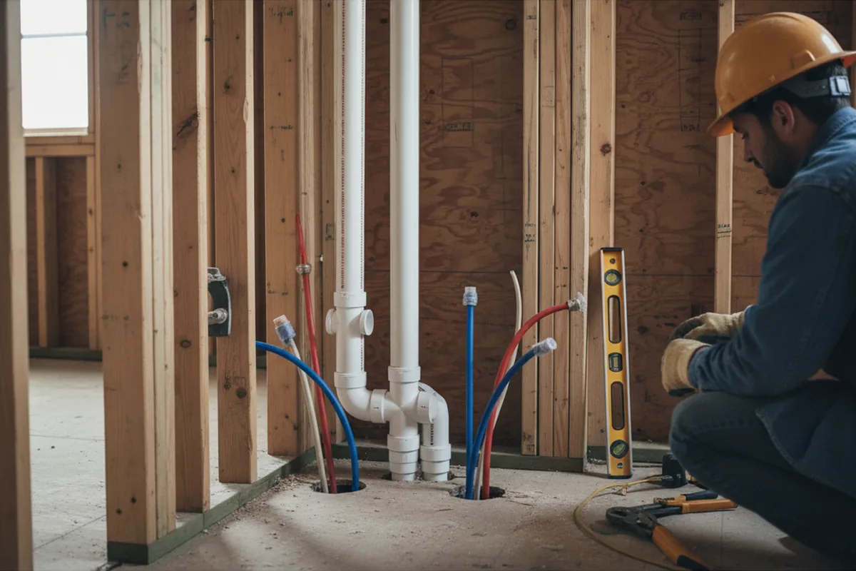 Drain and supply rough-in during Drain Cleaning in Quantico